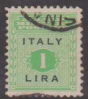 Italy Anglo-American Occupation Of Sicily 1943 Definitive 1 Lira Green  And Black,used - Ocu. Anglo-Americana: Sicilia