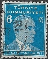 TURKEY 1931 Kemal Ataturk - 6k - Blue FU - Oblitérés