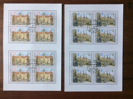 1998 Monuments 2 Feuillets De 8 Timbres Oblitéré Unesco  Kutna Hora Et Valtice YT 187 188 - Blokken & Velletjes