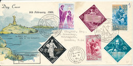 Malta Registered FDC Cospicua 9-2-1960 Complete Set Of 6 With Cachet St. Pauls Bay Site Of The Shipwreck Sent To England - Malta