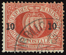 SAN MARINO 1892 10 SU 20 C. (Sass. 11) USATO OFFERTA! - Oblitérés