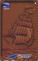 Carte Prépayée Japon - BATEAU VOILIER Sur Biscuit CHOCOLAT - SAILING SHIP On CHOCOLATE - Japan Tosho Card - 325 - Bateaux