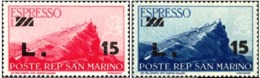 1947 - SAN MARINO - ESPRESSO SOVRASTAMPATI 15 SU 5 E 15 SU 10 -  E 16/17 -  NUOVO - MNH - Timbres Express