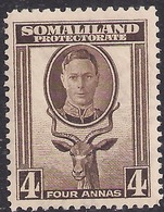 Somaliland 1942 KGV1 4 Annas Sepia Umm SG 109 ( C196 ) - Somaliland (Protectorat ...-1959)