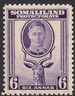 Somaliland 1942 KGV1 6 Annas Violet Umm SG 110 ( B1247 ) - Somaliland (Protettorato ...-1959)
