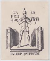 Ex-Libris Joseph Battle Espagne Espana Guerrier Glaive - Bookplates