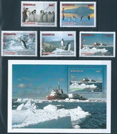 B8543 Mongolia Polar Fauna Animal Transport Organization Set+S/S MNH - Antarctic Wildlife