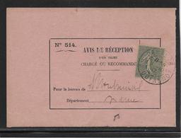 France N°130 Sur Avis De Réception N°514 - TB - 1903-60 Semeuse Lignée