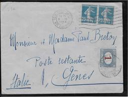 France N°140 Avec Taxe D'Italie - TB - 1906-38 Säerin, Untergrund Glatt