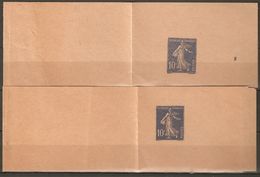 France Lot De 2 Entiers Postaux,  Bandes Journaux 279 - BJ 1 Semeuse 10c Bleu - Dont Une Bande Avec N° 985 - Newspaper Bands