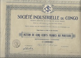 SOCIETE INDUSTRIELLE DU CONGO - LOT DE ACTIONS DE 500 FRS - ANNEE 1920 - Industry
