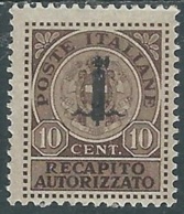1944 RSI RECAPITO AUTORIZZATO 10 CENT MH * - RC11-10 - Express Mail