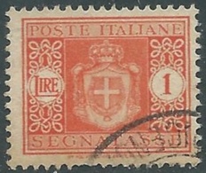 1945 LUOGOTENENZA SEGNATASSE USATO 1 LIRA FILIGRANA RUOTA - RC13-2 - Strafport