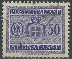 1945 LUOGOTENENZA SEGNATASSE USATO 50 CENT FILIGRANA RUOTA - RC13 - Strafport