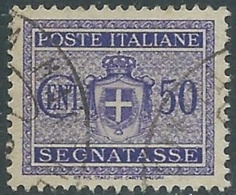 1945 LUOGOTENENZA SEGNATASSE USATO 50 CENT FILIGRANA RUOTA - RC13-3 - Strafport