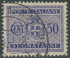 1945 LUOGOTENENZA SEGNATASSE USATO 50 CENT FILIGRANA RUOTA - RC13-4 - Strafport