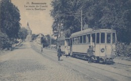 Belgique - Bon-Secours - Tramways - Route De Condé Vers La Basilique - Carte Impression Bleue - Péruwelz