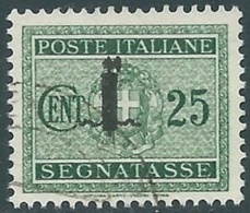 1944 RSI SEGNATASSE USATO 25 CENT - RC13-6 - Strafport