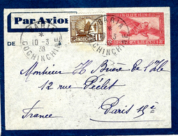 1938 - Enveloppe E P 36 C Par Avion + Compl. 1 C.   De BARIA ( Cochinchine ) Pour La France - Briefe U. Dokumente