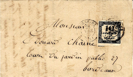 1862- Lettre De Bordeaux Pour Bordeaux Affr. 10 C Taxe  N°2  ( 4 Marges ) - 1849-1876: Classic Period