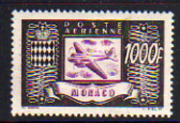 Monaco PA  N° 44  XX Avion Et Armoiries : 1000.00 F Bleu-noir Et Violet, Sans Charnière;  TB - Luftfahrt