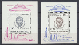 Congo Belge - République Démocratique (1966) : Mémorial John F. Kennedy Erreur D Au Lieu De ND : BL19/20** , MNH - Blocks & Sheetlets
