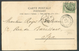 N°56 5 Centimes Obl; Sc POSTES MILITAIRES BELGIQUE 2 Sur C.P. (Rue Du Luxembourg) Du 30 Août Vers Spa (2ème Jour) - 1557 - Cartas & Documentos