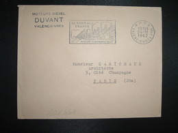 LETTRE PORT PAYE OBL.MEC.24-11 1962 PP VALENCIENNES PPAL (51) LE NORD DE LA FRANCE REGION SIDERURGIQUE + DUVANT MOTEURS - Mechanical Postmarks (Advertisement)