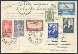 Carte Commémorative 1er Vol Groupe BELGIQUE CONGO BELGE Affr. Mixte Sc BRUXELLES AEROPORT - LEOPOLDVILLE 6-11-1937 Et Re - Autres & Non Classés