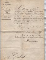 VP17.063 - MILITARIA - VERSAILLES 1875 - Lettre Du Ministère De La Guerre Relative Au Capitaine CALVEL Du 54 è Rgt D'Inf - Documents