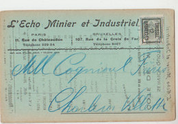 Carte Postale Industrielle  Montigny Le Tilleulecho Minier  1912  PREO - Sobreimpresos 1906-12 (Armarios)