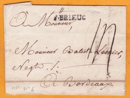 1770 - Marque Postale St BRIEUC, Auj. Côtes D' Armor Sur LAC Vers Bordeaux, Gironde - Taxe 14 - 1701-1800: Vorläufer XVIII