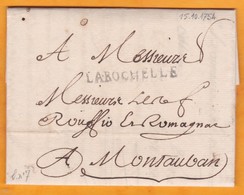 1754 - Marque Postale  La Rochelle, Auj. Charente Maritime Sur LAC Vers Montauban, Auj .Tarn Et Garonne - 1701-1800: Precursors XVIII