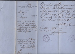 Australien Australia Bail Bond Victoria 1872 - Storia Postale
