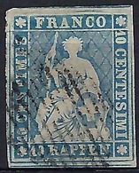 SUISSE:  TP ''Helvetia Assise ND (Strubeli)'' ZNr.23B (FDS Vert, Papier Moyen)  Obl. Grille Forte Cote - Gebraucht