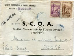 COTE D'IVOIRE LETTRE PAR AVION CENSUREE DEPART GRAND-LAHOU 19-?-? COTE D'IVOIRE POUR LE GHANA - Covers & Documents