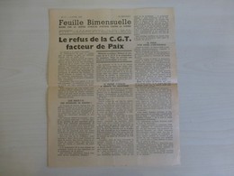 Feuille D'action Contre La Guerren° 17, Refus De La CGT Facteur De Paix, 3 Avril 1939 (jour De Votre Naissance) ; PAP 10 - Autres & Non Classés