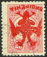 1913  "Double Eagle" Overprinted 20pa Rose (as SG, Scott And Michel 6) With Variety Red Overprint Inverted, Fine Used. E - Albanie