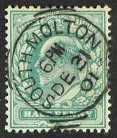 1902-10 USAGE BEFORE DAY OF ISSUE  ½d Dull Blue-green, SG 215, Very Fine Used With Superb Almost Complete Socked On The  - Non Classés