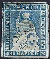 SUISSE:  TP ''Helvetia Assise ND (Strubeli)'' ZNr.23A (p. Mince, FDS Vert),  Obl. Grille Forte Cote - Gebraucht