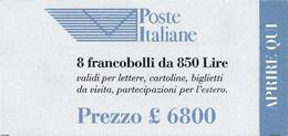 93930) ITALIA-Ente Poste Italiane (8 Esemplari Da 850 L., Non Dentellati Orizzontalmente) - LIBRETTO - 9 Dicembre -MNH** - Booklets