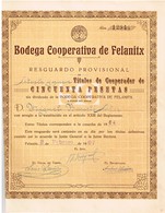 Titre Ancien  - Bodega Cooperativa De Felnitx  - Titulo De 1967 - Tourismus