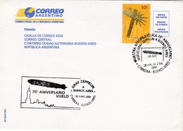 Argentina 2004 70th Anniversary First Flight Zeppelin,souvenir Cover - Used Stamps