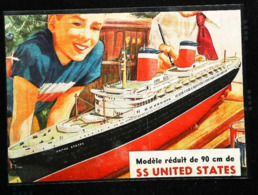 Modèle Réduit Paquebot Américain S/S  Liner "UNITED STATES"   - Coupure De Presse Italienne  (encadré Photo) De 1953 - Boats