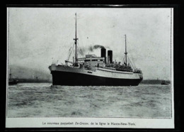 LE HAVRE Au Départ  Paquebot Français  "DE GRASSE" - Coupure De Presse (encadré Photo) De 1924 - Autres & Non Classés