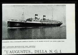 Paquebot - Transatlantico "AUGUSTUS" - N.G.I. Coupure De Presse Italienne (encadré Photo) De 1928 - Autres & Non Classés