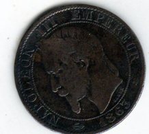 Pièce De 5 Centimes Napoléon III Tête Laurée 1863 Lettre A En Bronze - T B - - 5 Centimes