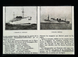 Navires "INFANTE D GONZALO" & "INFANTA CRISTINA" COMPANIA TRASMEDITERRANEA . Coupure De Presse (encadré Photo) De 1932 - Autres & Non Classés