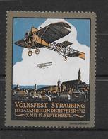 Allemagne - Vignette Volksfest Straubing 1912 - Neuf * Avec Charnière - B/TB - Poste Aérienne & Zeppelin