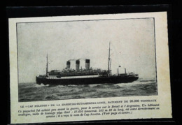 - Steam Ship S/S "CAP POLONIO" -  Hamburg Sudamerika Linie-  Coupure De Presse (encadré Photo) De 1928 - Autres & Non Classés